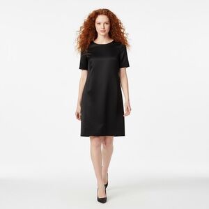 Babaton Black Short Sleeve Satin-Finish Shift Dress Size 2